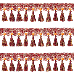 Ленты с кисточками из полиэстера в этническом стиле chgcraft, кокосового коричневый, 3-1/2 дюйм (90 мм), около 5.47 ярда (5 м) / мешок