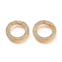 Латунные кольца из микро-паве циркония, уплотнительные кольца, золотые, прозрачные, 19.5x3 мм, внутренний диаметр: 12.5 мм