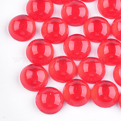 Cabochon in resina traslucida, mezzo tondo/cupola, rosso, 13.5~14x6.5mm