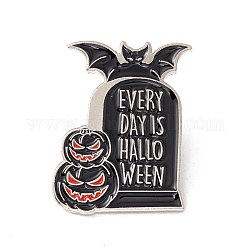La parola ogni giorno è spilla smaltata di Halloween, distintivo della lega della lapide del pipistrello per i vestiti dello zaino, planinum, nero, 28x21x1.5 mm pin: 1 mm