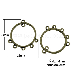 Tibetan Style Chandelier Components Links, Cadmium Free & Nickel Free & Lead Free, Donut, Antique Bronze, 30x28x2mm, Hole: 1.5mm
