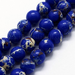 Brins de perles de jaspe impérial synthétiques, teinte, ronde, bleu moyen, 6mm, Trou: 0.8mm, Environ 63 pcs/chapelet, 14.76 pouce (37.5 cm)