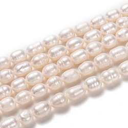 Brins de perles de culture d'eau douce naturelles, riz, bisque, 7~11x6~7mm, Trou: 0.8mm, Environ 41 pcs/chapelet, 14.96 pouce (38 cm)