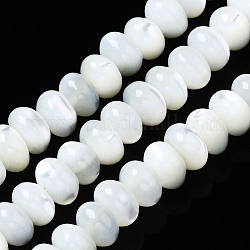 Fili di perle di conchiglia trochid naturale / trochus, rondelle, candeggiare, colore conchiglia, 6x4mm, Foro: 0.8 mm, circa 107~110pcs/filo, 15.75 pollice (40 cm)