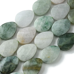 Brins de perles de jadéite du myanmar naturel, facette, larme, 18~18.5x13~13.5x5.5~6mm, Trou: 1mm, Environ 22 pcs/chapelet, 15.75'' (40 cm)