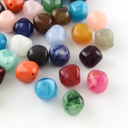 Perline gemma acriliche bicono imitazione, colore misto, 18x19x17mm, Foro: 2 mm, circa 170pcs/500g