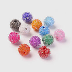 Perles en résine, avec strass cristal, style de nourriture de bonbons imitation, ronde, couleur mixte, 15.5mm, Trou: 2mm