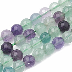 Chapelets de perles en fluorite naturel, ronde, 8~9mm, Trou: 1mm, Environ 45~48 pcs/chapelet, 15.7 pouce