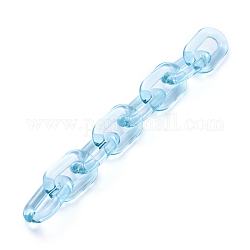 Chaînes de câble acryliques transparentes faites à la main, ovale, bleu ciel, lien: 31x19.5x5 mm, environ 39.37 pouce (1 m)/fil