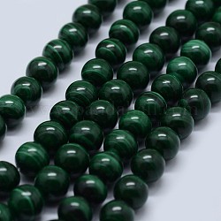 Chapelets de perles en malachite naturelle, Grade a, ronde, 6mm, Trou: 0.7mm, Environ 63 pcs/chapelet, 15.5 pouce (39.5 cm)