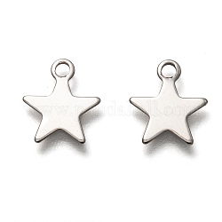 201 Stainless Steel Charms, Laser Cut, Star, Stainless Steel Color, 11x10x0.6mm, Hole: 1.6mm