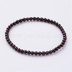 Natürliche Granat Perlen Stretch-Armbänder, mit elastischen Faser-Draht, 2-1/4 Zoll (55 mm)