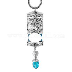 Column Alloy Perfume Bottle Hanging Ornament, with Wood Screw Lid, for Car Rear View Mirror Decoration, Platinum, 100x30mm, Capacity: 10ml(0.34fl. oz)