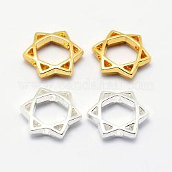 Long-Lasting Plated Alloy Bead Frame, for Jewish, Star of David, Mixed Color, 11x11x2.5mm, Hole: 1mm