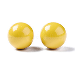 Perles rondes en laiton peint à vaporiser sans trou, ajustement pour pendentifs boule de cage, jaune, 12mm