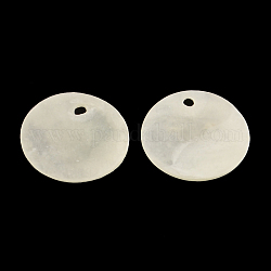 Planas pendientes de concha capiz reronda, whitesmoke, 15x0.5~1mm, agujero: 1.5 mm