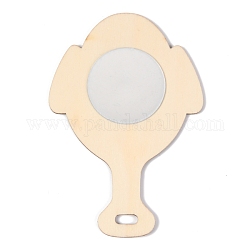 Wooden Cosmetic Mirrors, with DIY Wooden Appearance, Round Mirrors with Fish, BurlyWood, 12.9x8.7x0.3cm, Hole: 5x12mm