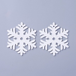 Colgantes de madera de álamo, teñido, copo de nieve, blanco, 65x56.5x3mm, agujero: 2.5 mm