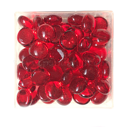 Cabochons en verre transparent, demi-rond / dôme, carreaux de mosaïque pour l'artisanat bricolage, rouge, 13~18x8mm, environ 305~328 pcs/939 g