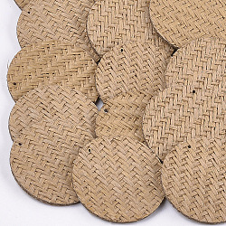 Подвески из соломы ручной работы, плоско-круглые, Перу, 40.5x2 мм, отверстие : 0.8 мм