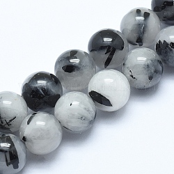 Naturale perle di quarzo rutilato fili, tondo, 10mm, Foro: 1 mm, circa 41pcs/filo, 15.7 pollice (40 cm)