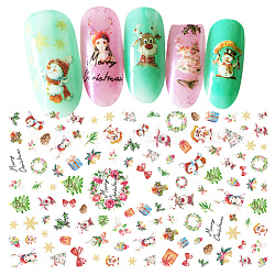 Autocollants auto-adhésifs d'art à ongle, diy nail art décoration, le thème de Noël, colorées, 13x8 cm