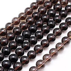 Natural Smoky Quartz Bead Strands, Round, Gray, 10mm, Hole: 1mm, about 38pcs/strand, 15.5 inch