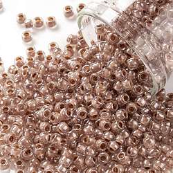 Toho perles de rocaille rondes, Perles de rocaille japonais, (1067) cristal doublé de rouille clair, 8/0, 3mm, Trou: 1mm, environ 220 pcs/10 g