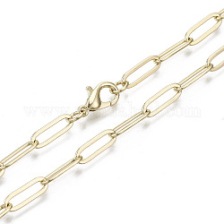 Büroklammerketten aus Messing, gezeichnete längliche Kabelketten Halskette machen, mit Karabiner verschlüsse, Licht Gold, 18.11 Zoll (46 cm) lang, Link: 12x4 mm, Sprungring: 5x1 mm