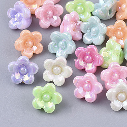Opake Legierung Perlen, ab Farbe plattiert, Blume, Mischfarbe, 10x10.5x7 mm, Bohrung: 1.8 mm