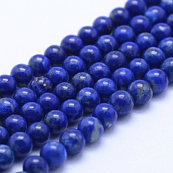 Natürlicher Lapislazuli Perlenstränge, Klasse ab, Runde, 4 mm, Bohrung: 1 mm, ca. 94 Stk. / Strang, 15.5 Zoll (39.5 cm)