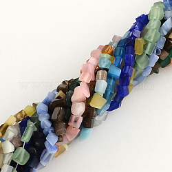 Cat Eye Glass Bead Strands, Chip, Mixed Color, 3~6x3~5x2~4mm, Hole: 1mm, about 512pcs/strand, 32.6 inch