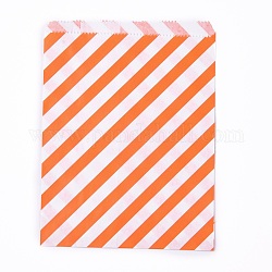 Sacs en papier kraft, pas de poignées, sacs de stockage de nourriture, rayure, orange, 18x13 cm