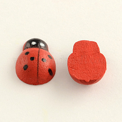 Dyed Ladybug Wood Cabochons, FireBrick, 13x9x4mm
