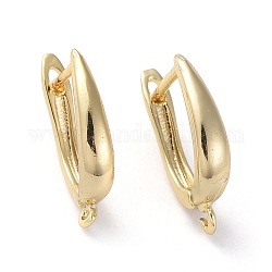 Creolen-Ohrringe aus Messing mit Riegelverschluss, mit horizontaler Schleife, golden, 20.5x3.5x13 mm, Bohrung: 1.2 mm, Stift: 1 mm
