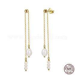 925 in argento sterling orecchini pendenti, orecchini con nappe di perle naturali da donna, con timbro s925, vero placcato oro 14k, 62mm