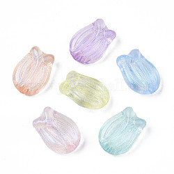 Transparente Acryl Perlen, Glitter Pulver, Blume, Mischfarbe, 16x12x7 mm, Bohrung: 1.2 mm
