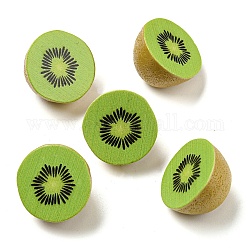 Cabujones decodificados de resina opaca de frutas, kiwi, 19x13.5mm