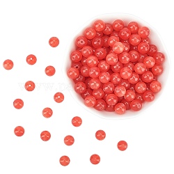 Katzenaugen-Perlen, Runde, orange rot, 8 mm, Bohrung: 1 mm, etwa 15.5 Zoll / Strang, ca. 49 Stk. / Strang, 3 Stränge / box