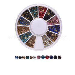 Zurückgestreckte Glassteine, für Nagelkunstdekoration Zubehör, Diamantform, Mischfarbe, 2 mm, 3 mm