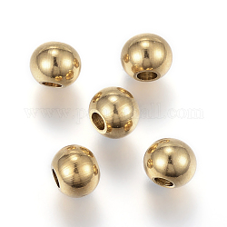 Ионное покрытие (ip) 202 шарик из нержавеющей стали, круглые, золотые, 8x6.5 мм, отверстие : 3.5 мм