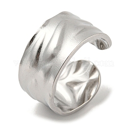 304 anello a polsino aperto in acciaio inossidabile, anelli a fascia larga testurizzati, colore acciaio inossidabile, diametro interno: 18mm