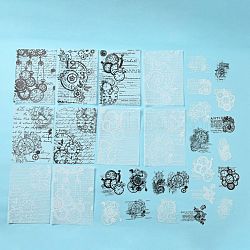 30 stücke 15 stile uhr thema sammelalbum papier kits, einschließlich Scrapbook-Papier und selbstklebende Aufkleber, für DIY Album Sammelalbum, Grußkarte, Mischfarbe, 3.7~14x4.2~10 cm, 1 Stück / Farbe, 2 Farben / Stil
