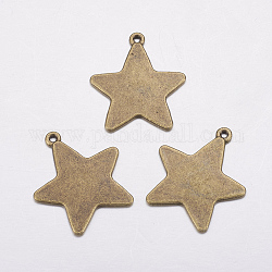 Tibetan Style Alloy Stamping Blank Tag Pendants, Lead Free and Cadmium Free, Star, Antique Bronze, 28x26x1mm, Hole: 1.5mm