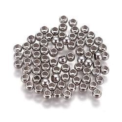 Intercalaire perles en 304 acier inoxydable, ronde, couleur inoxydable, 3x2mm, Trou: 1.6mm