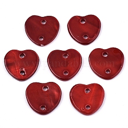 Boutons de coquille d'eau douce de peinture en aérosol, 2-trou, cœur, rouge, 12x13x2mm, Trou: 1.5mm