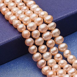 Fili di perle di perle d'acqua dolce coltivate naturali, patata, bisque, 5.5~7x5~6mm, Foro: 0.6 mm, circa 66pcs/filo, 14.17 pollice (36 cm)