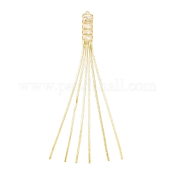 Brass Chains Tassel Big Pendnants, with Clear Glass, Real 18K Gold Plated, 88x6x3mm, Hole: 1.6mm