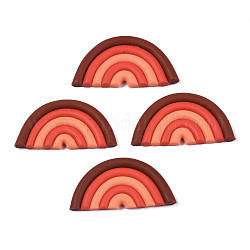 Cabochons en pâte polymère manuels, demi-rond/demi-cercle, rouge foncé, 21.5x41.5~43x3.5~4mm