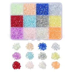 144g 12 couleurs de perles de verre galvanoplasties transparentes, pas de trous / non percés, de couleur plaquée ab , puce, couleur mixte, 1.5~2x1.5~2mm, 12 g / couleur